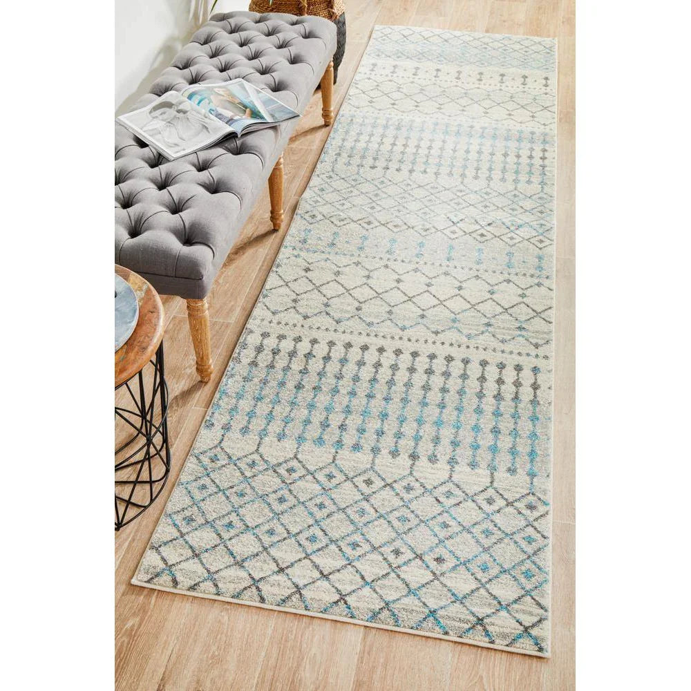 Evoke Slate White Transitional Runner Rug - ICONIC RUGS