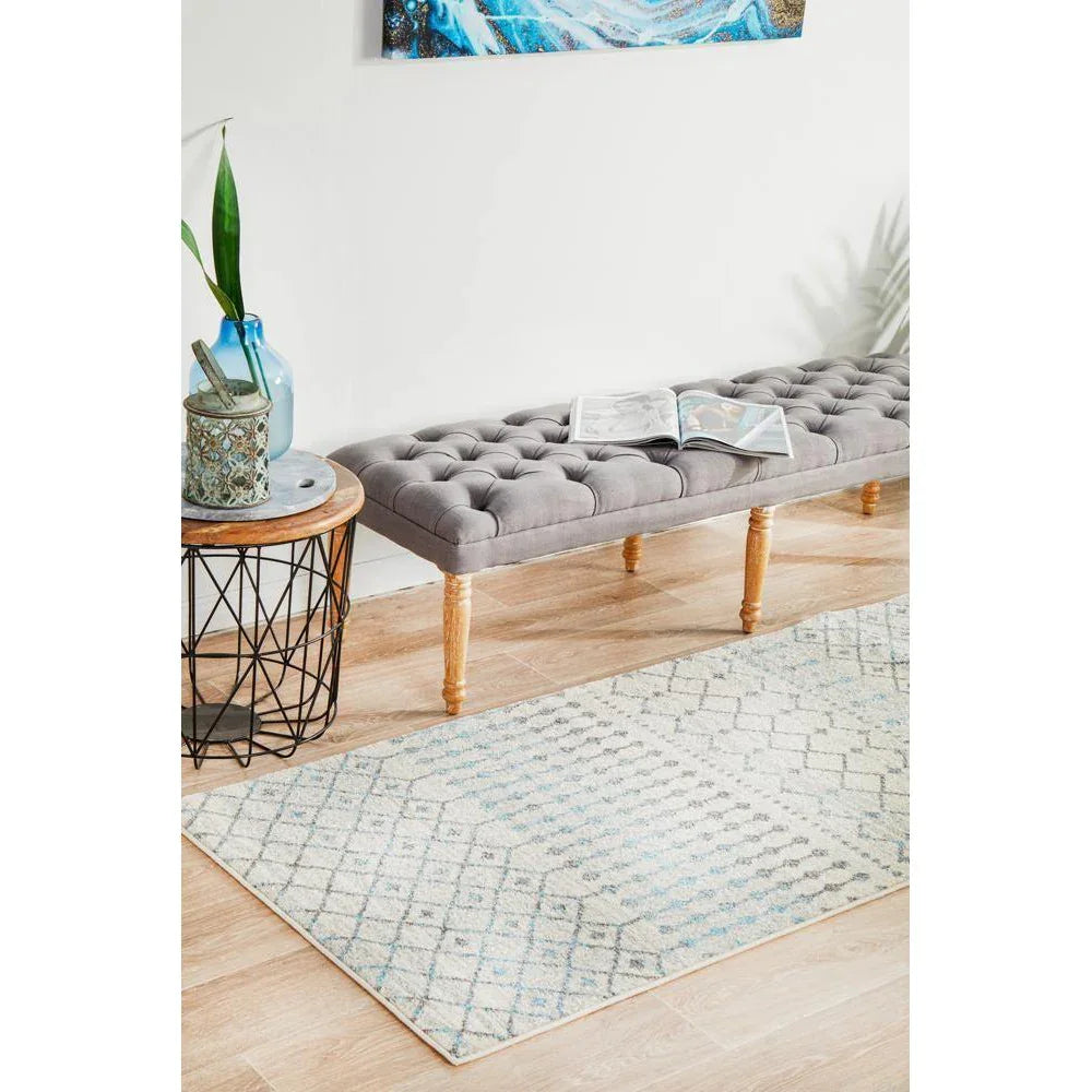 Evoke Slate White Transitional Runner Rug - ICONIC RUGS