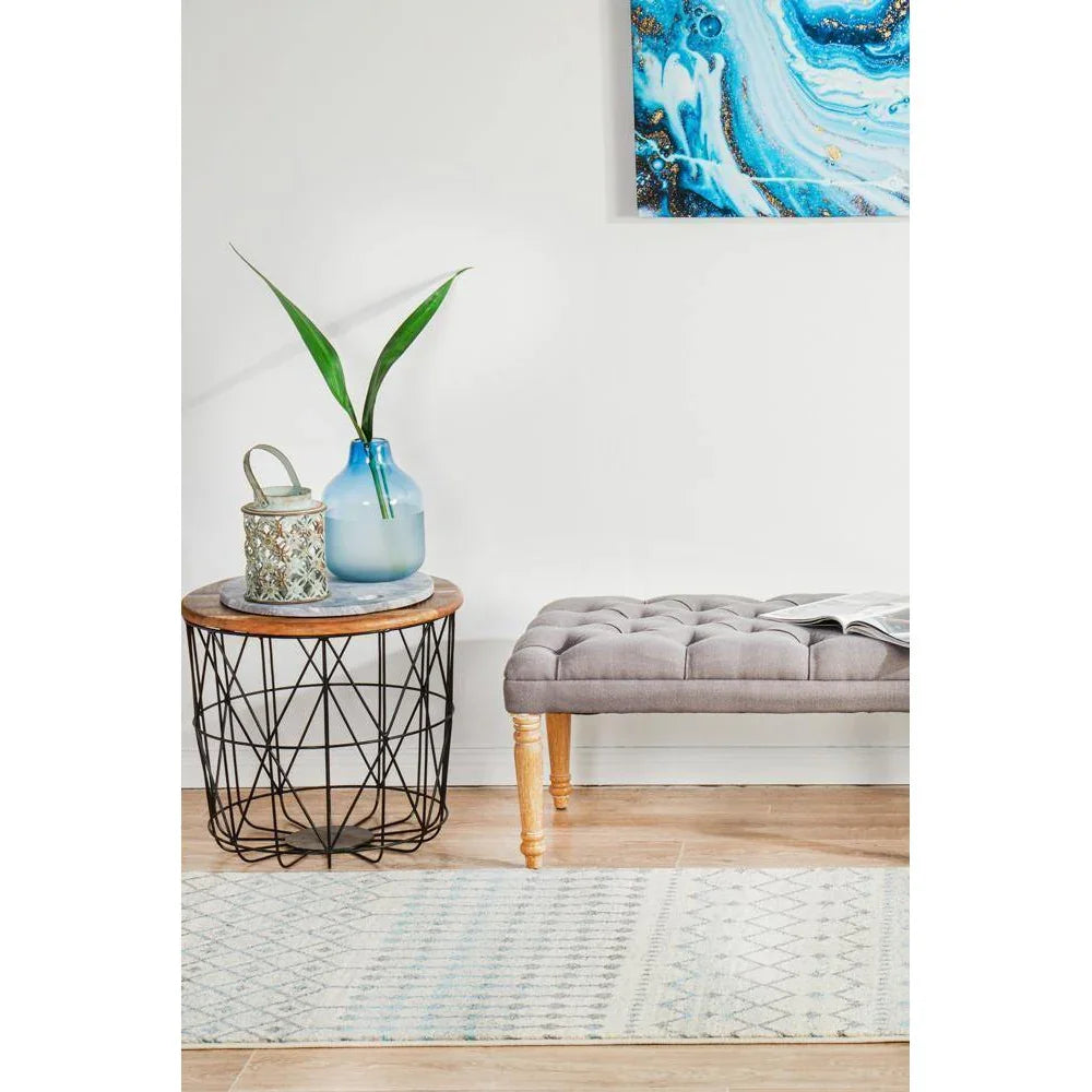 Evoke Slate White Transitional Runner Rug - ICONIC RUGS