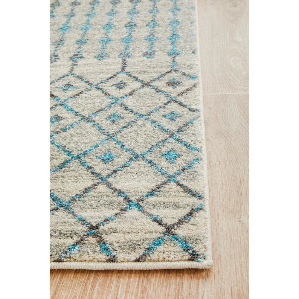 Evoke Slate White Transitional Runner Rug - ICONIC RUGS