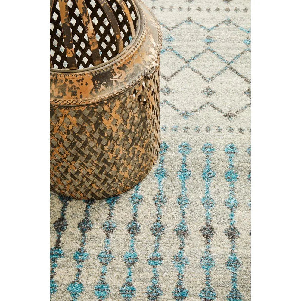 Evoke Slate White Transitional Runner Rug - ICONIC RUGS