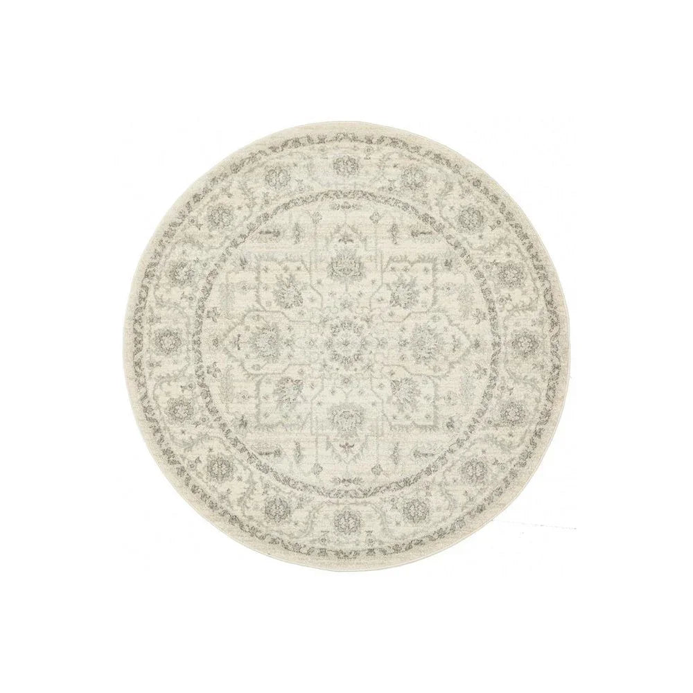Evoke Winter White Transitional Round Rug - ICONIC RUGS