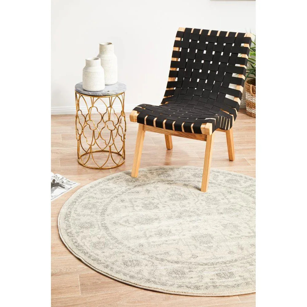 Evoke Winter White Transitional Round Rug - ICONIC RUGS