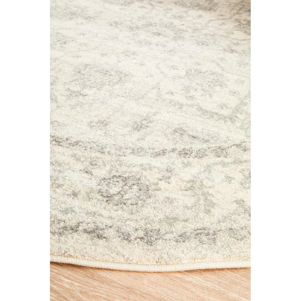 Evoke Winter White Transitional Round Rug - ICONIC RUGS
