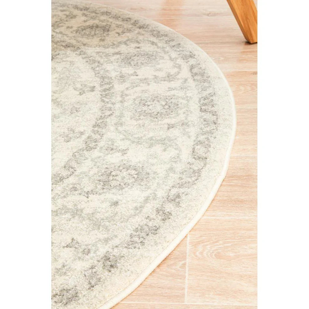 Evoke Winter White Transitional Round Rug - ICONIC RUGS