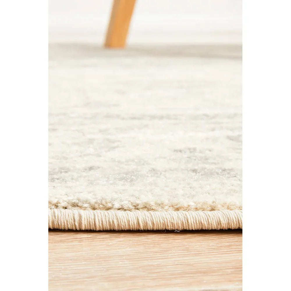 Evoke Winter White Transitional Round Rug - ICONIC RUGS