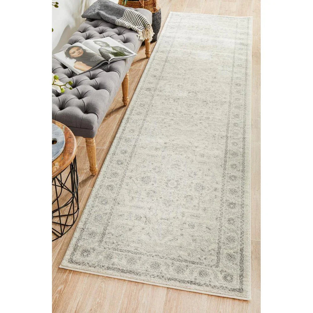 Evoke Winter White Transitional Runner Rug - ICONIC RUGS