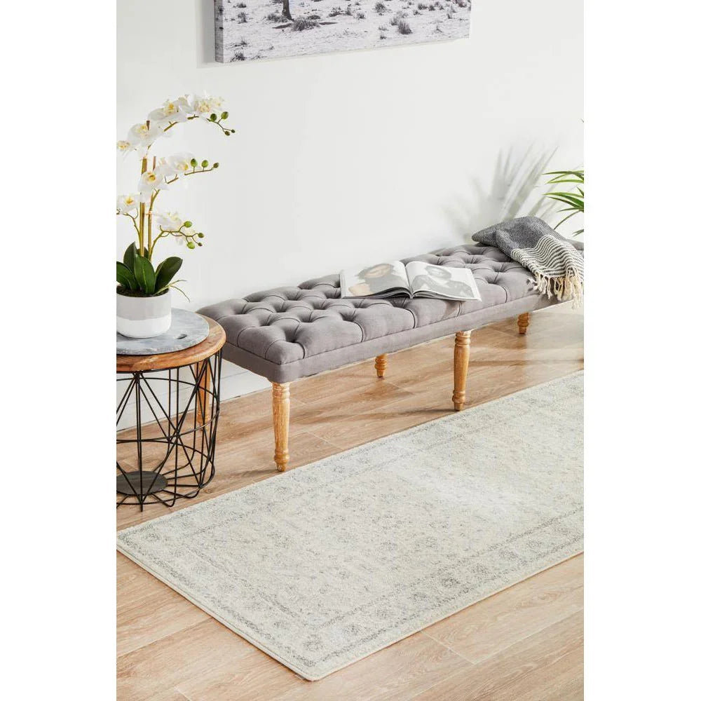 Evoke Winter White Transitional Runner Rug - ICONIC RUGS