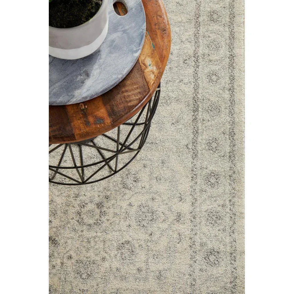 Evoke Winter White Transitional Runner Rug - ICONIC RUGS