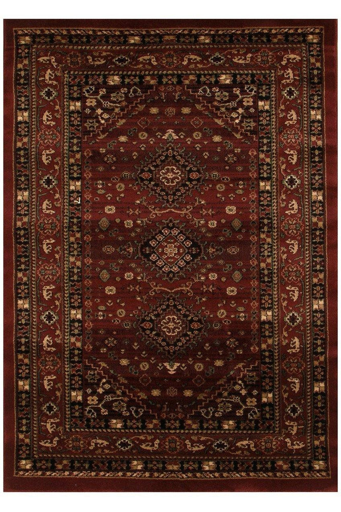Istanbul Collection Traditional Shiraz Design Burgundy Red Rug