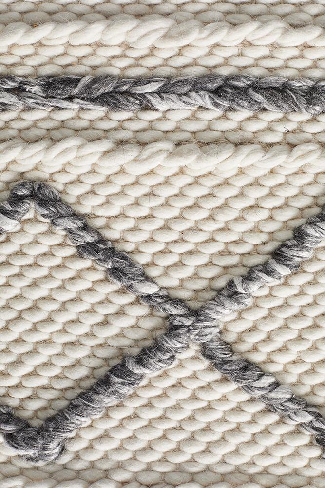 Studio Milly Textured Woollen Rug White Grey - ICONIC RUGS