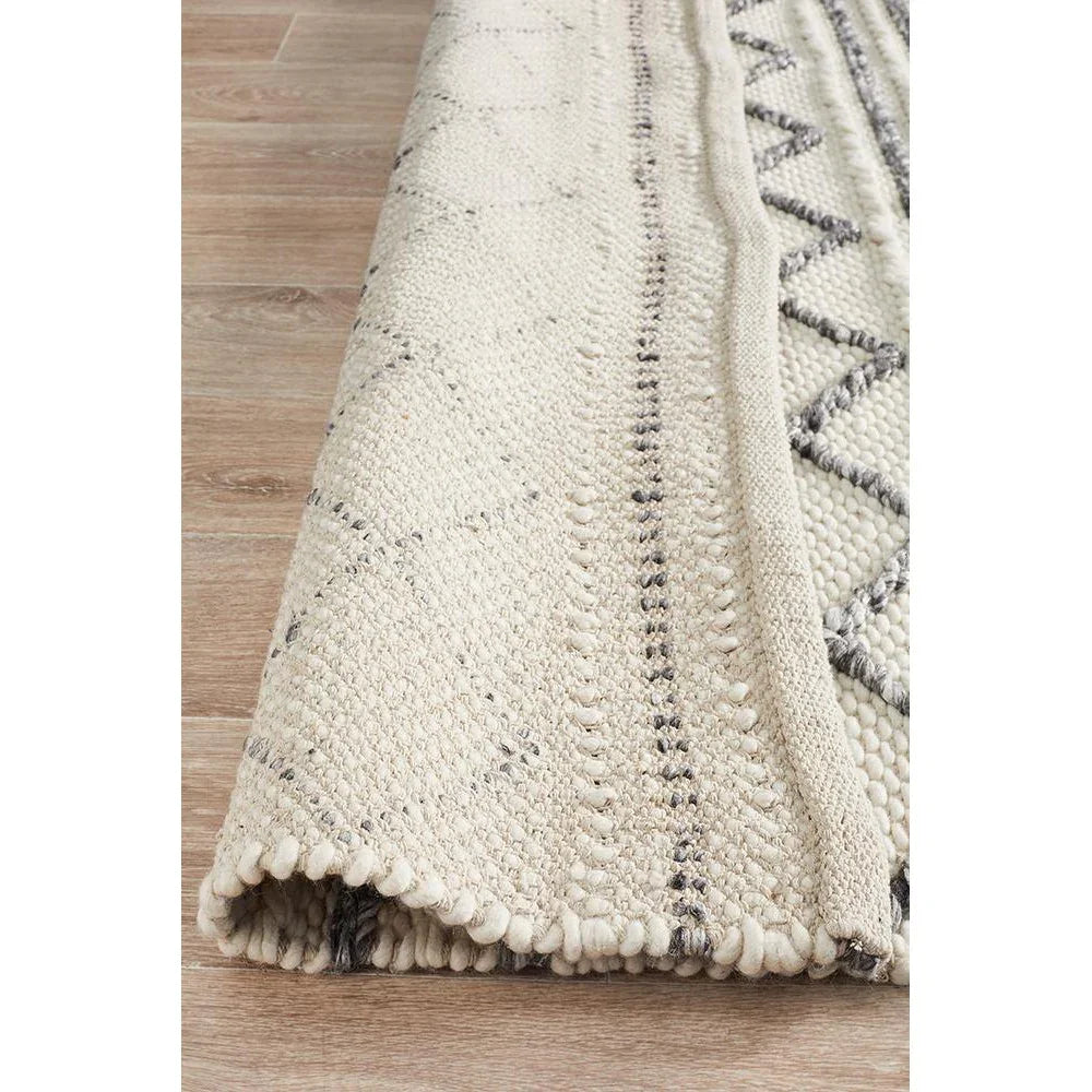 Studio Milly Textured Woollen Rug White Grey - ICONIC RUGS