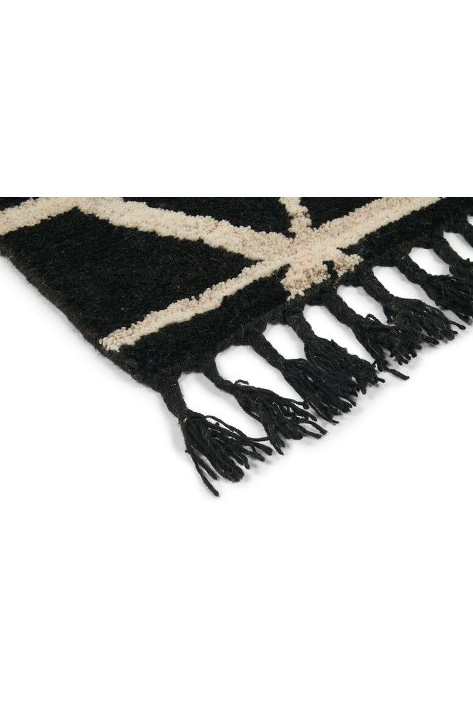 B&C Arabiska Geometrisk Black Pure Wool Designer Rug