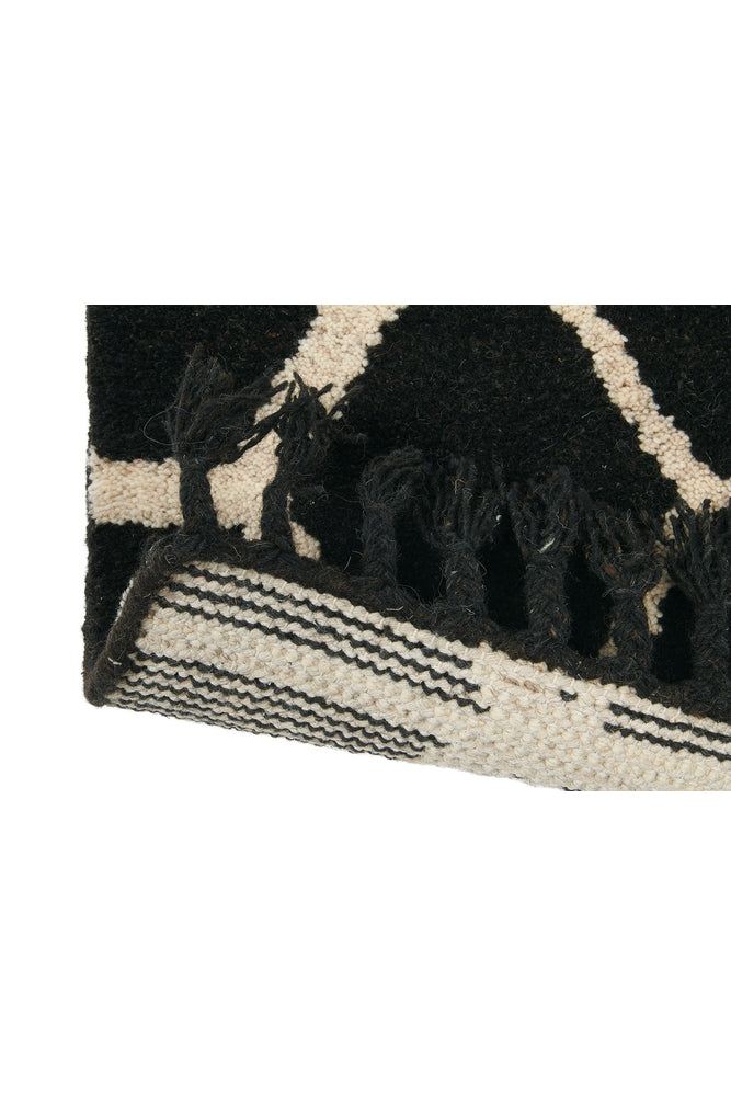 B&C Arabiska Geometrisk Black Pure Wool Designer Rug