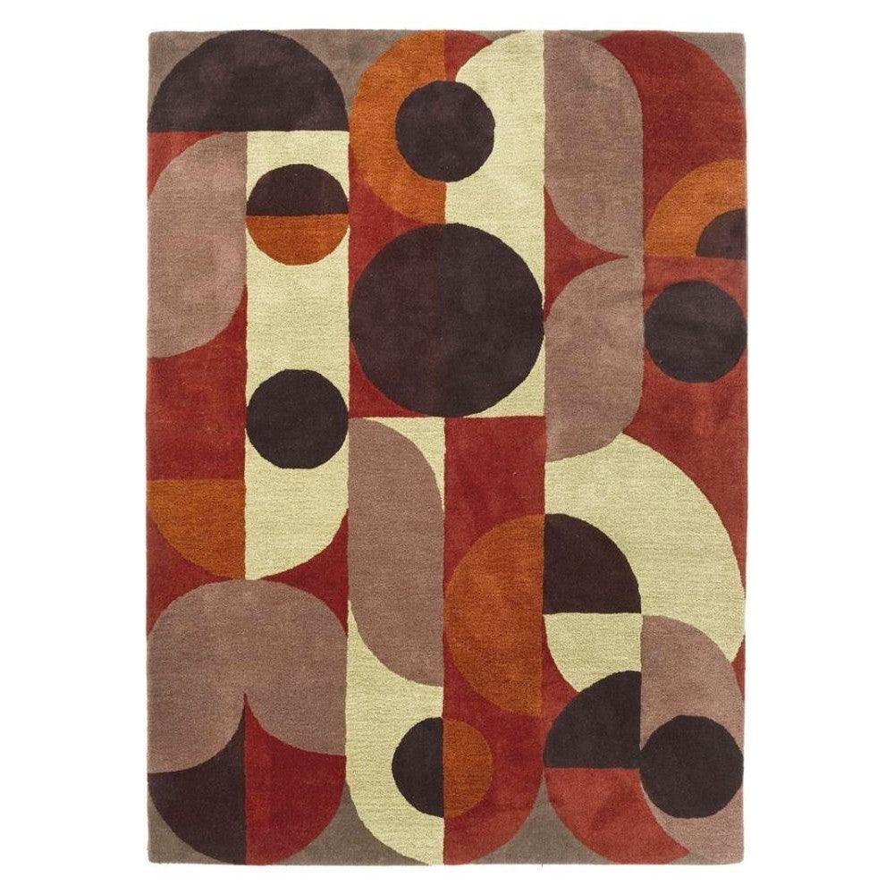 B&C Decor Cosmo Red Pale Green Pure Wool Designer Rug