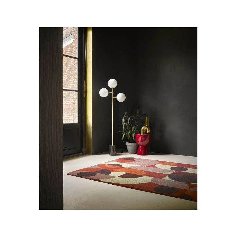 B&C Decor Cosmo Red Pale Green Pure Wool Designer Rug
