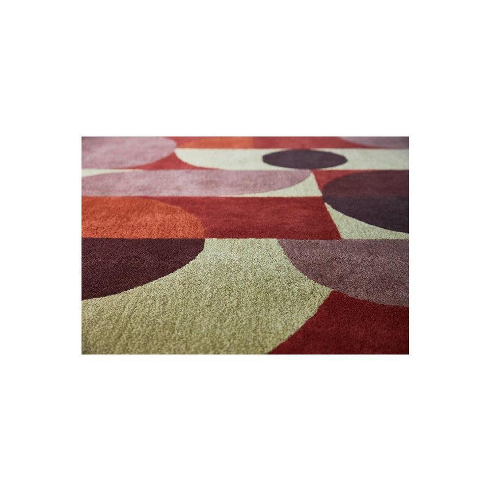 B&C Decor Cosmo Red Pale Green Pure Wool Designer Rug