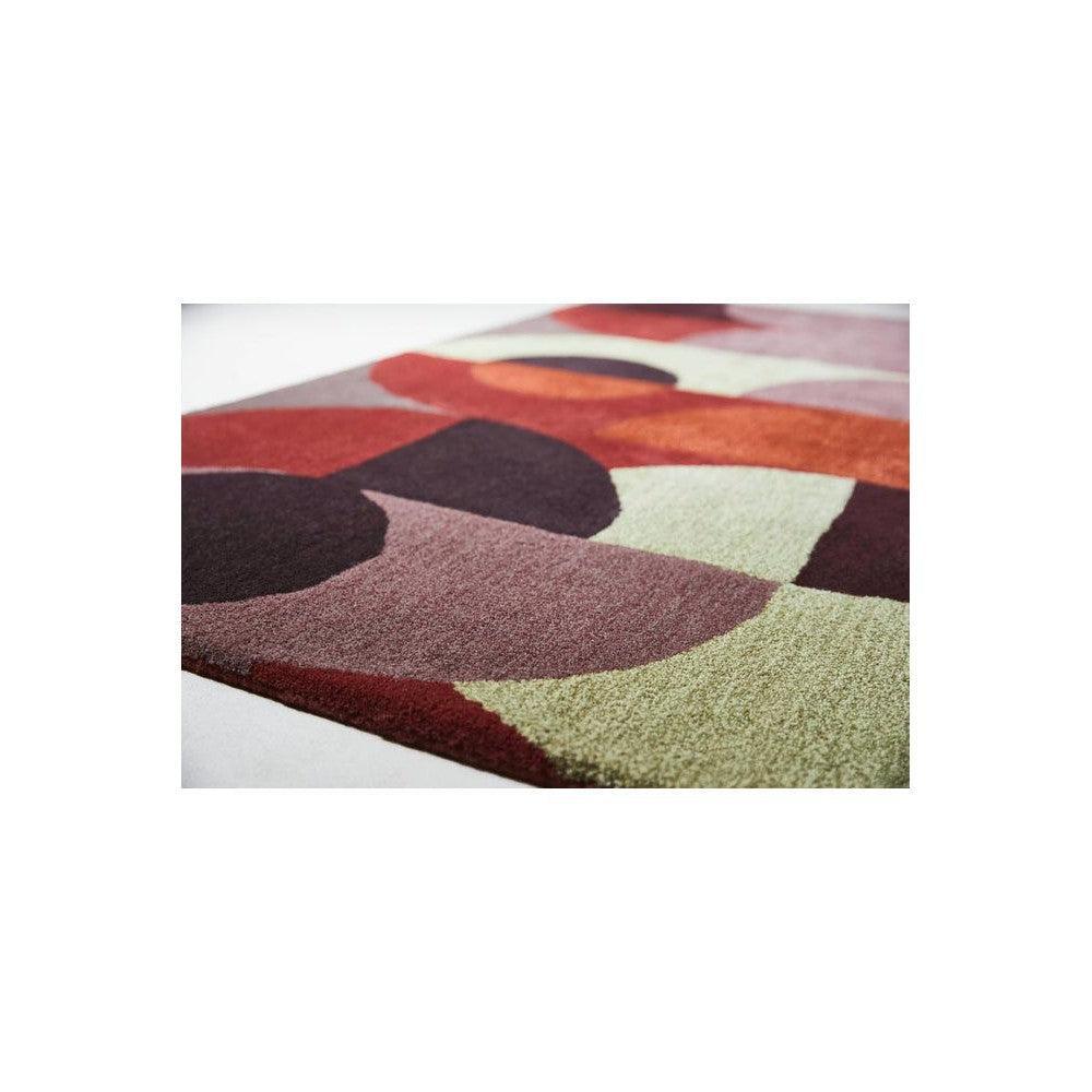 B&C Decor Cosmo Red Pale Green Pure Wool Designer Rug