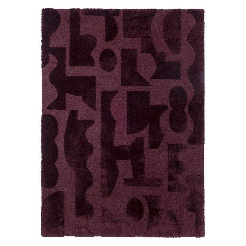 B&C Twinset Mural Burgundy Pure Wool Designer Rug