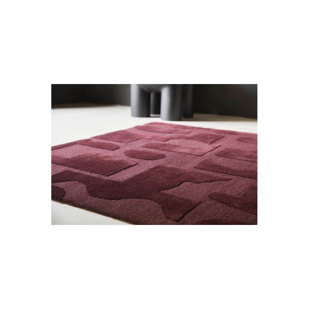 B&C Twinset Mural Burgundy Pure Wool Designer Rug