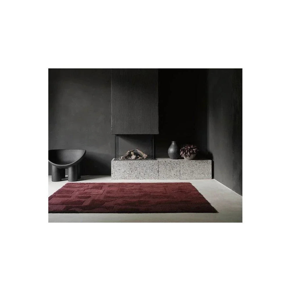 B&C Twinset Mural Burgundy Pure Wool Designer Rug