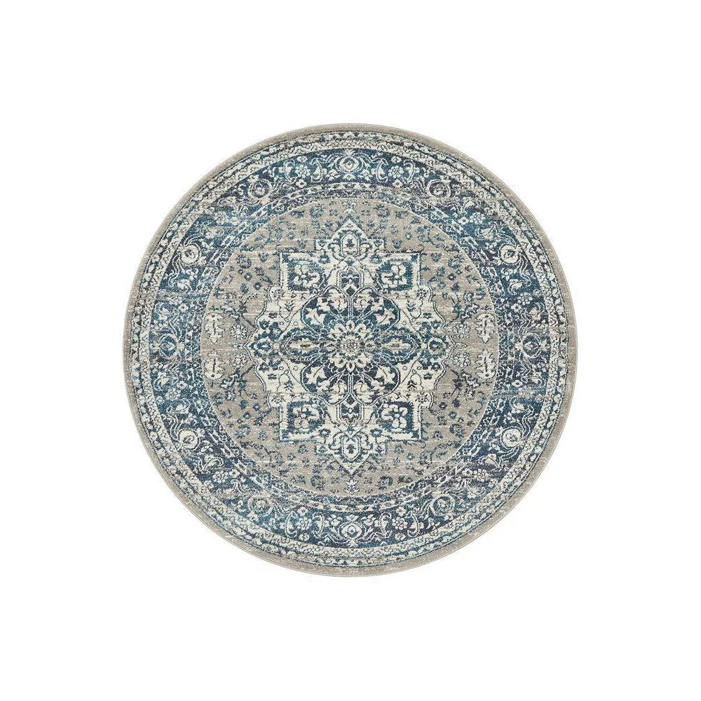 Babylon Blue  Round Rug 2