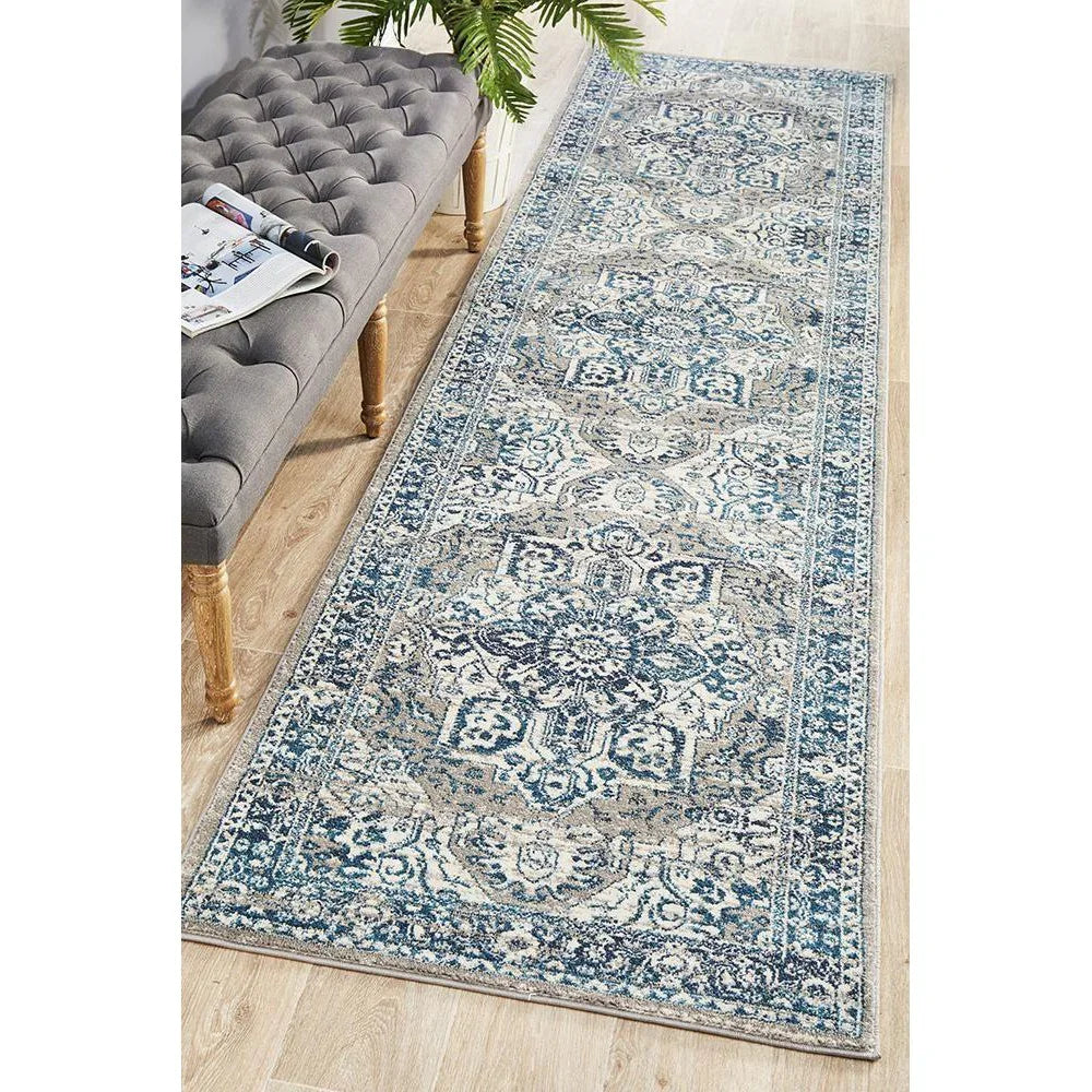 Babylon 207 Blue  Runner Rug - ICONIC RUGS