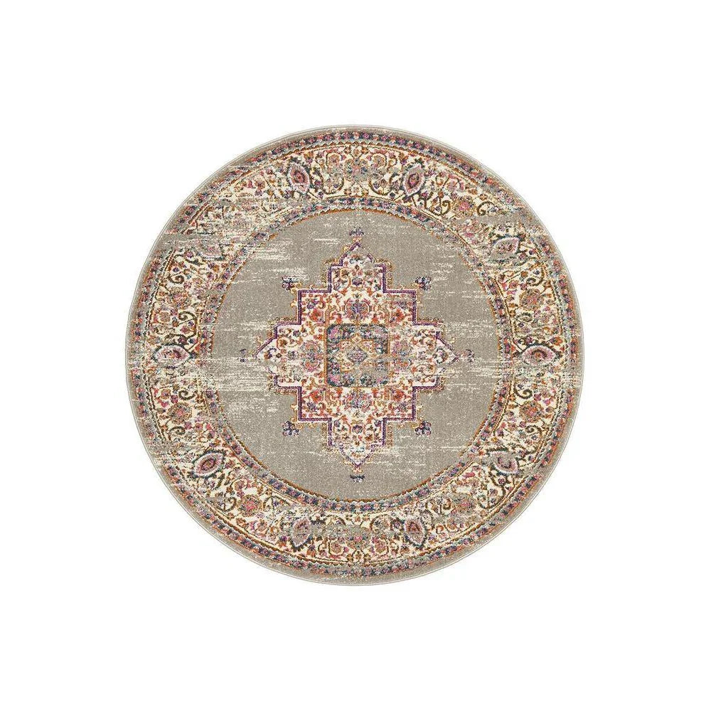 Babylon Grey  Round Rug
