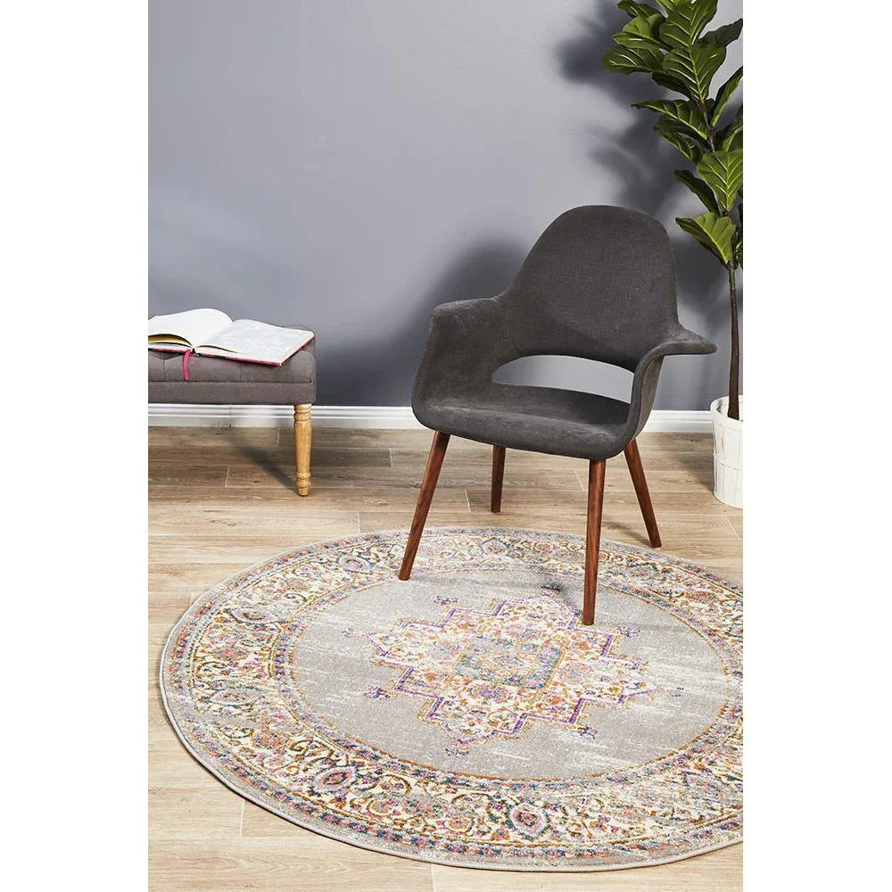 Babylon Grey  Round Rug