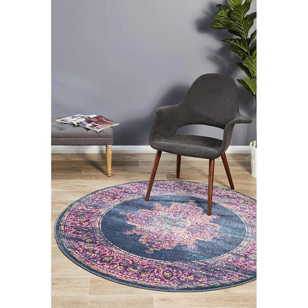 Babylon Navy  Round Rug