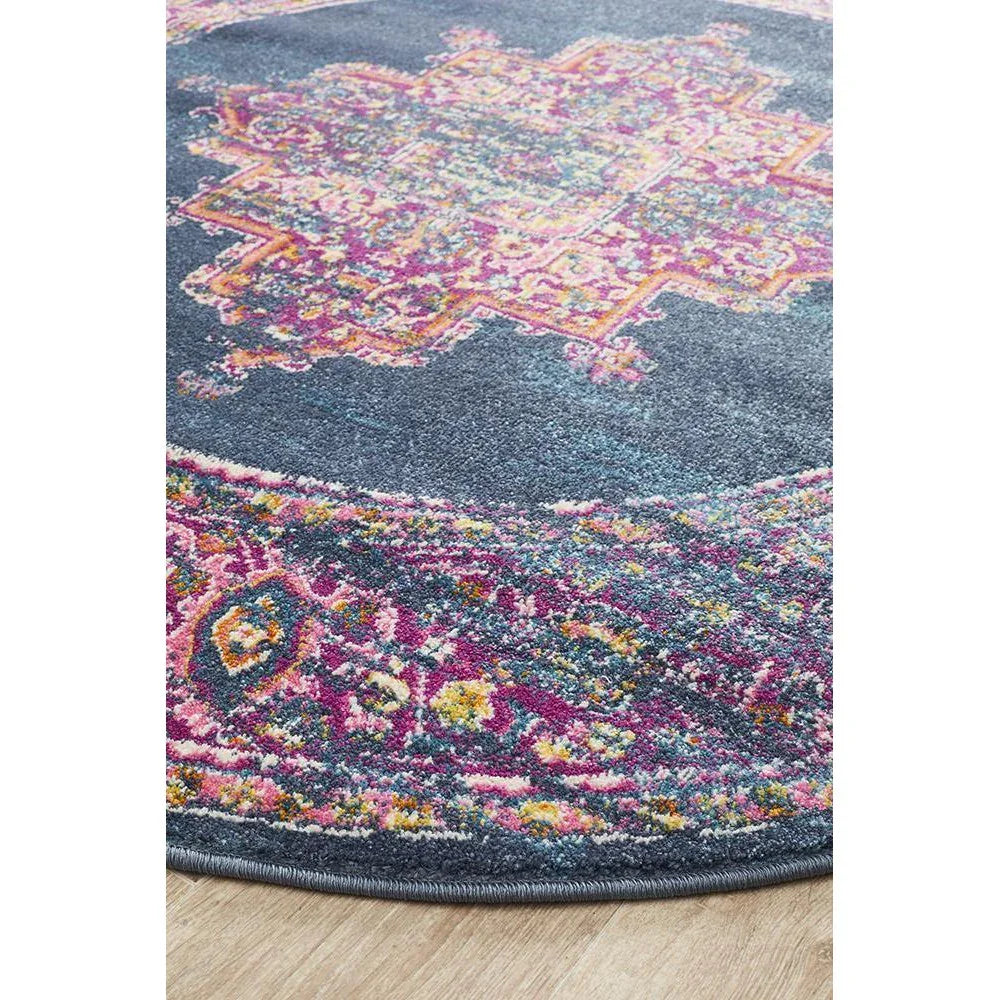 Babylon Navy  Round Rug