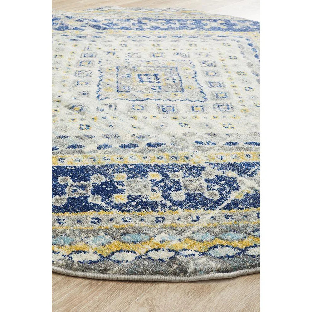 Babylon 203 Navy  Round Rug - ICONIC RUGS