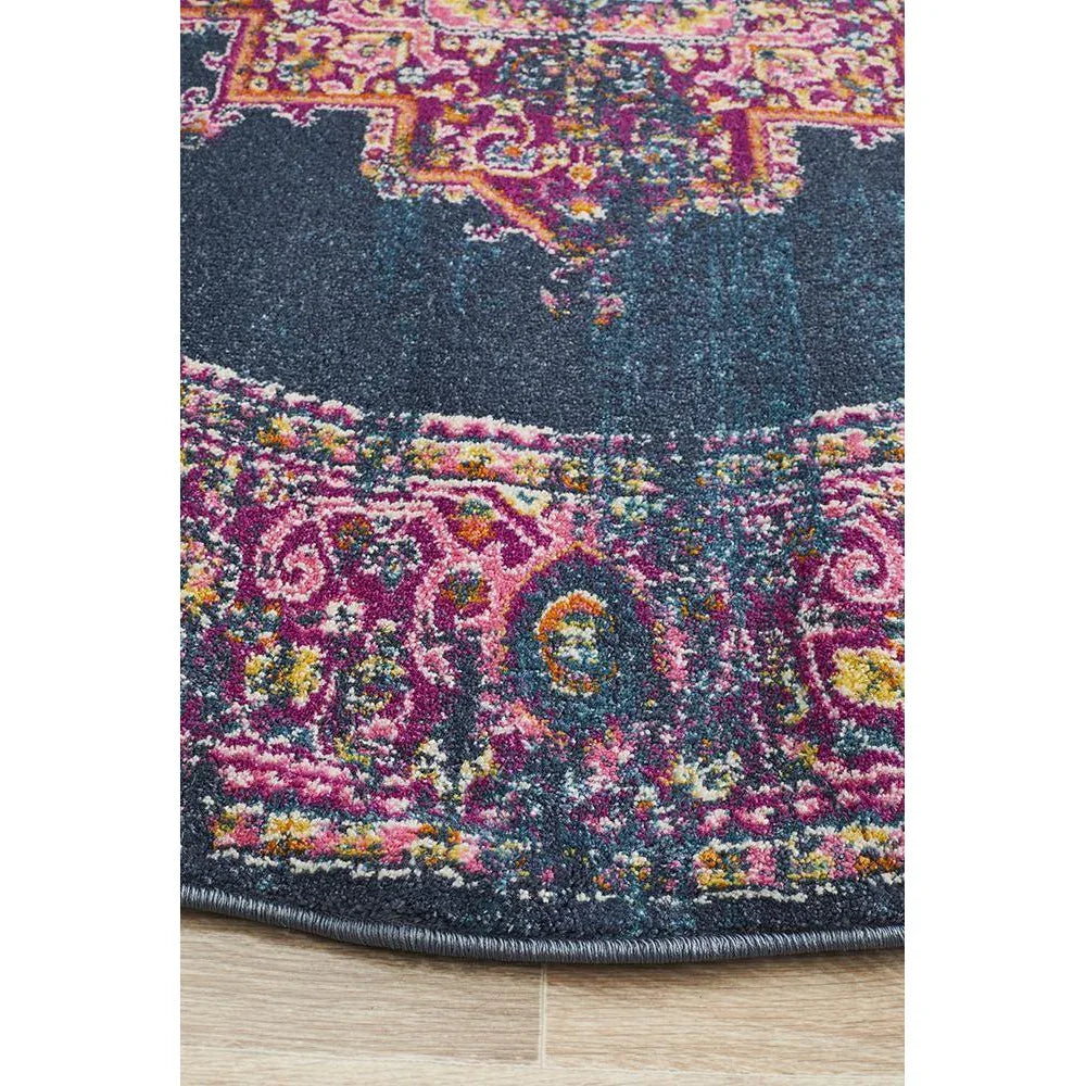 Babylon Navy  Round Rug