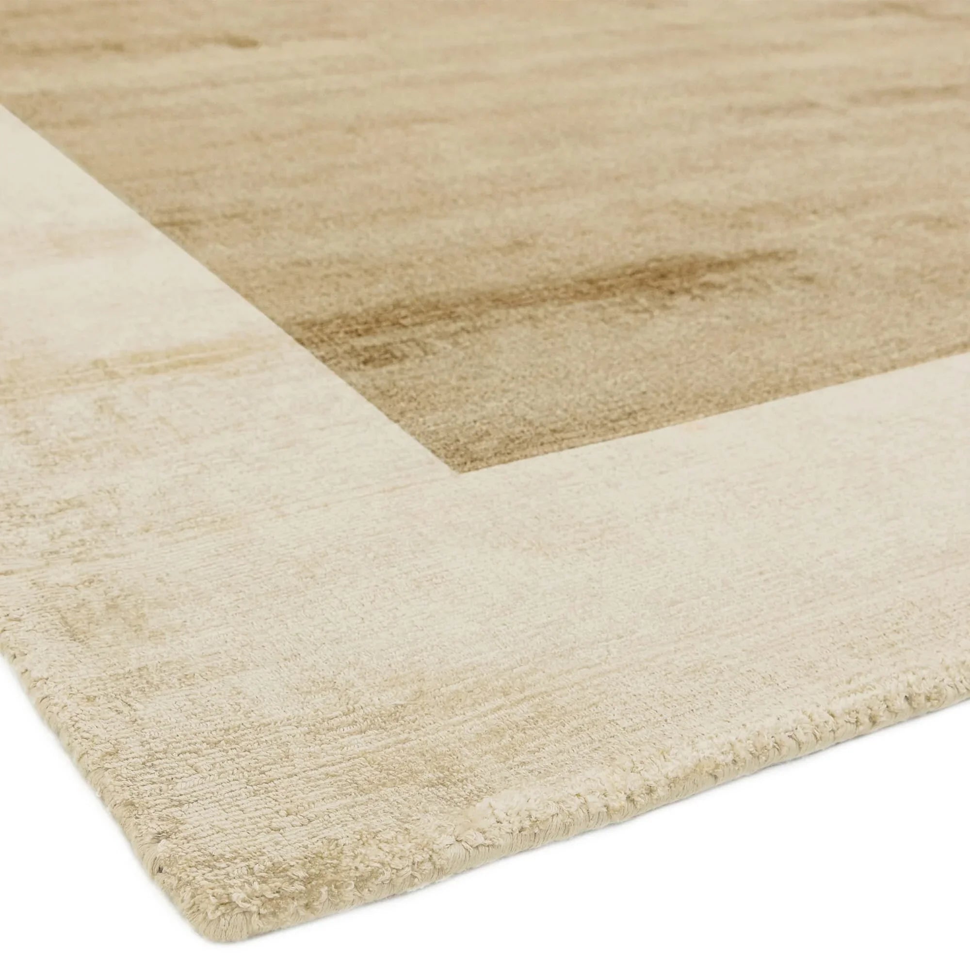 Asiatic Blade Border Putty Champagne Square Rug featuring geometric blocks in champagne, putty, cream on white background, machine-made wool