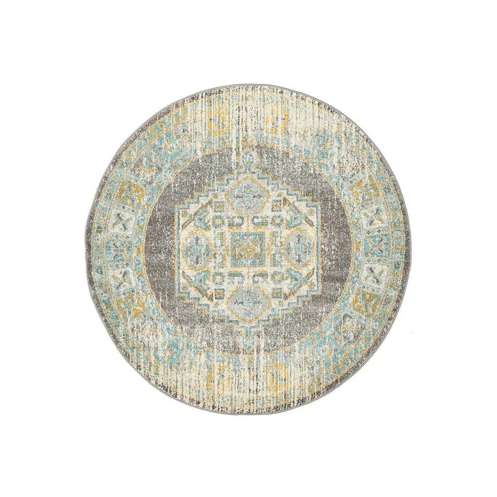 Century 944 Grey Round Rug - ICONIC RUGS