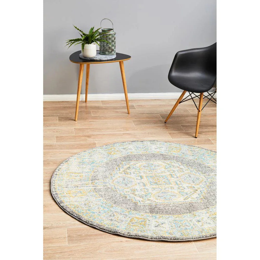 Century 944 Grey Round Rug - ICONIC RUGS