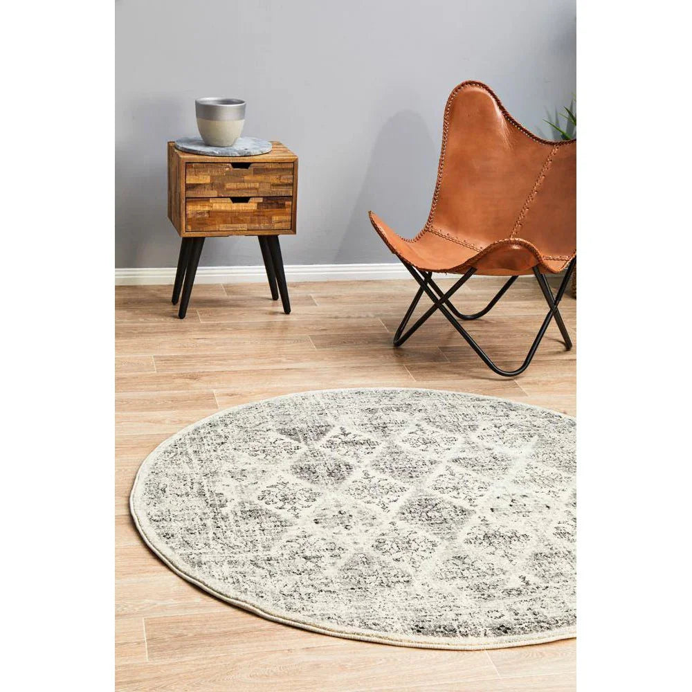 Century 999 Grey Round Rug - ICONIC RUGS