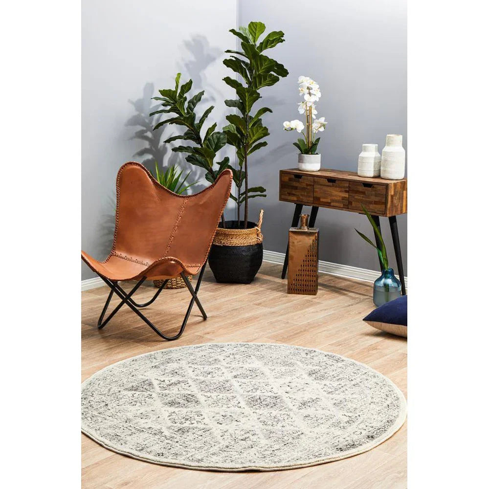 Century 999 Grey Round Rug - ICONIC RUGS