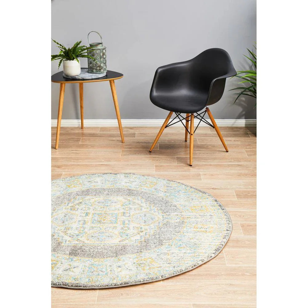 Century 944 Grey Round Rug - ICONIC RUGS