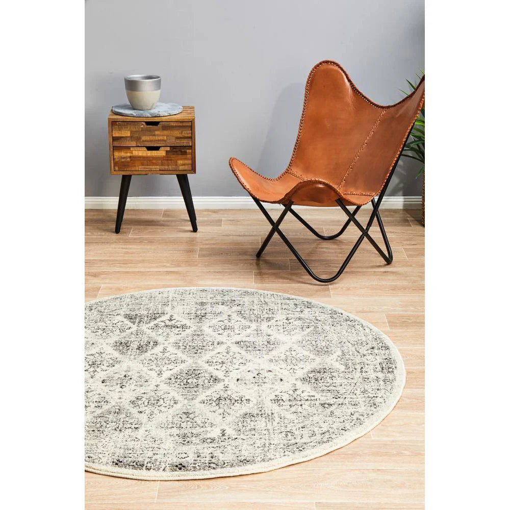 Century 999 Grey Round Rug - ICONIC RUGS