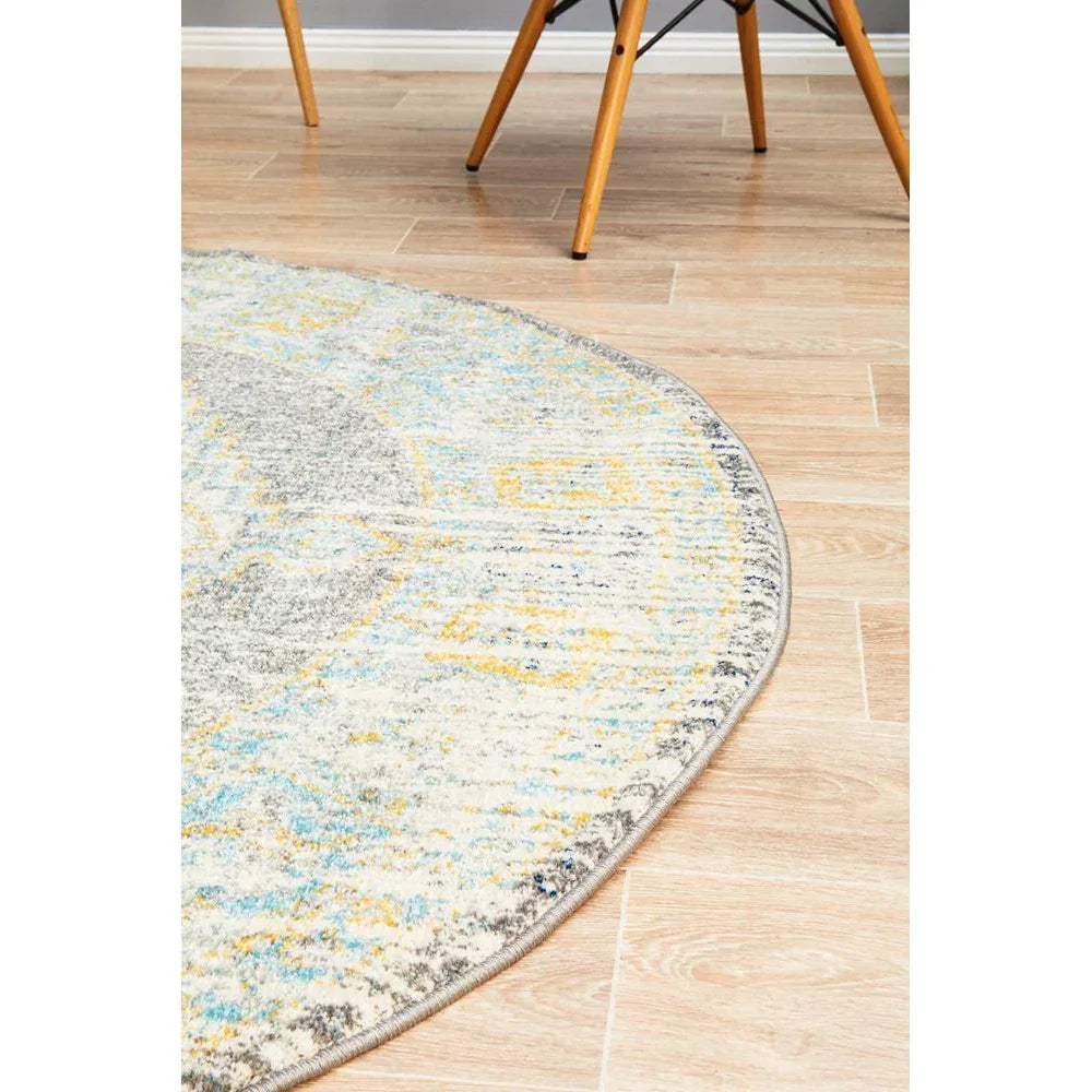Century 944 Grey Round Rug - ICONIC RUGS