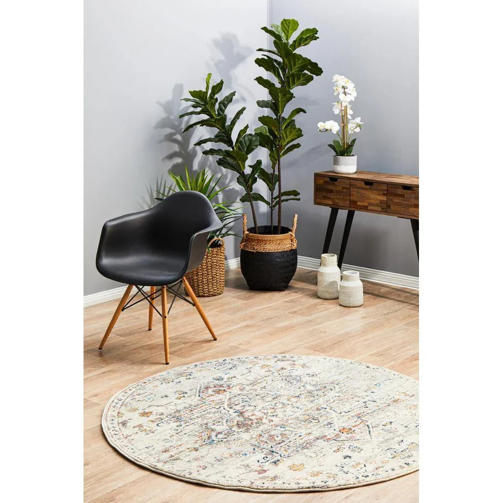 Century 911 Silver Round Rug - ICONIC RUGS