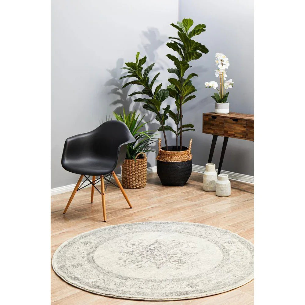 Century 977 Silver Round Rug - ICONIC RUGS