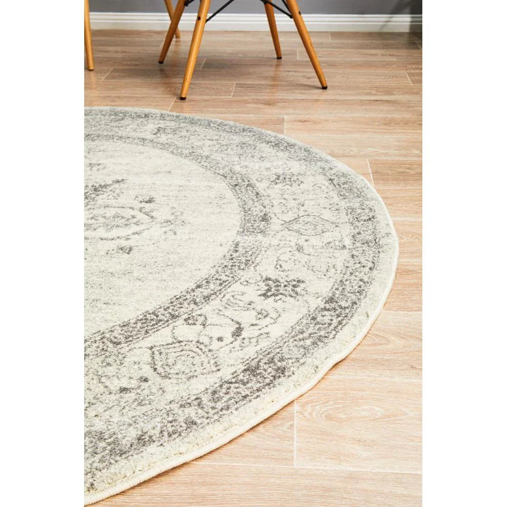 Century 977 Silver Round Rug - ICONIC RUGS