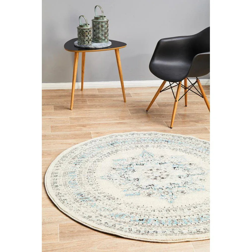 Century 922 White Round Rug - ICONIC RUGS