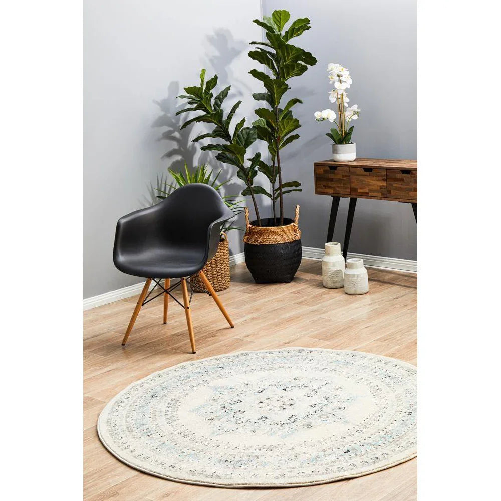 Century 922 White Round Rug - ICONIC RUGS