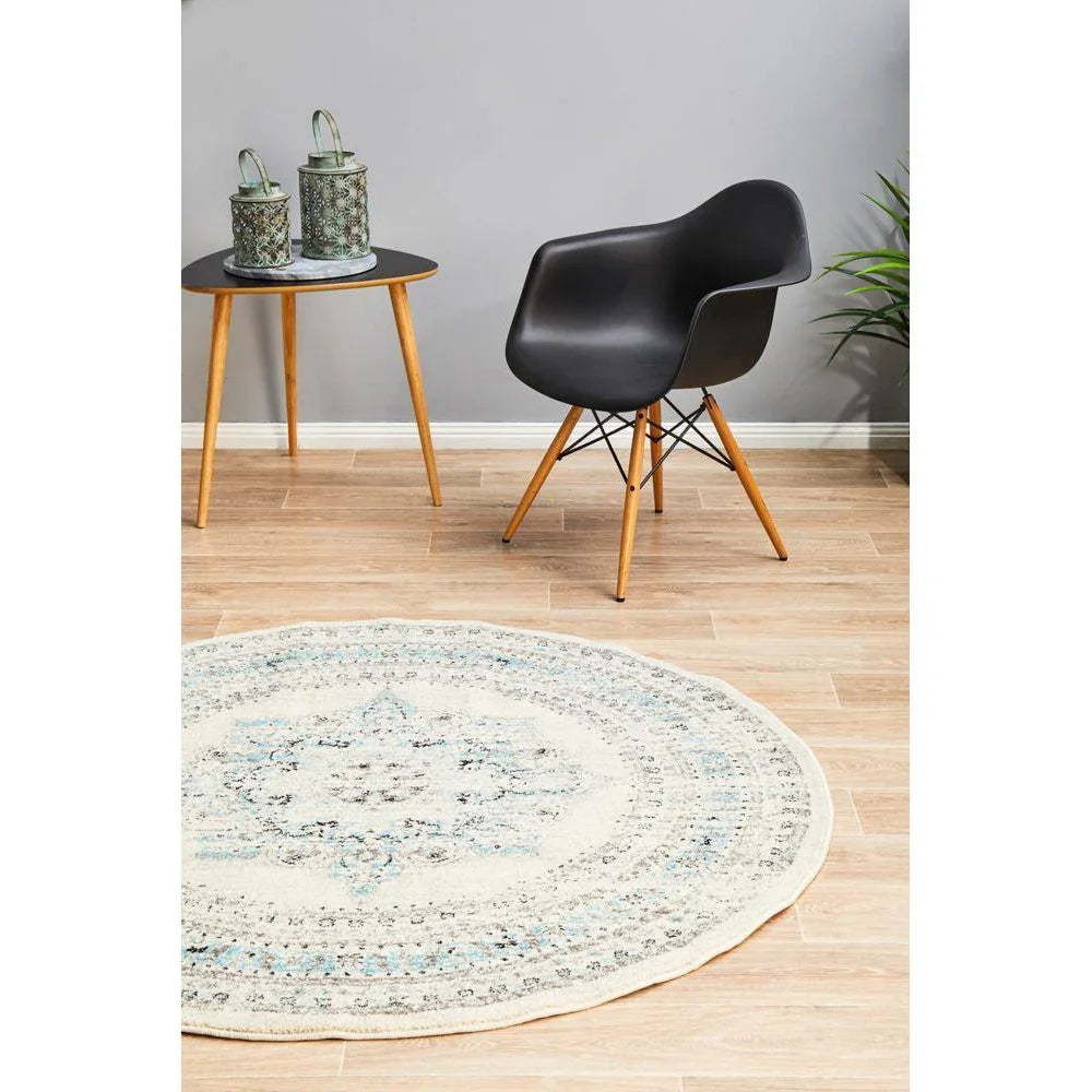 Century 922 White Round Rug - ICONIC RUGS
