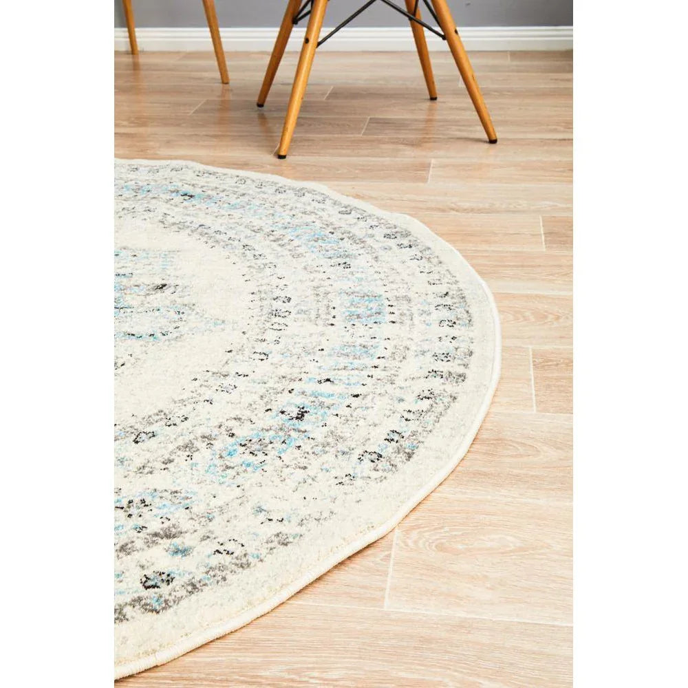 Century 922 White Round Rug - ICONIC RUGS