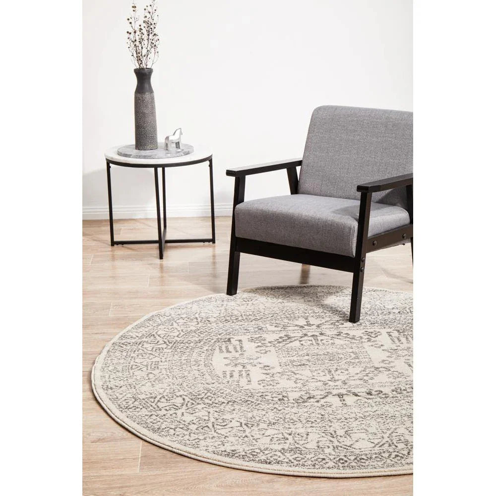 Chrome Addison Silver Round Rug - ICONIC RUGS