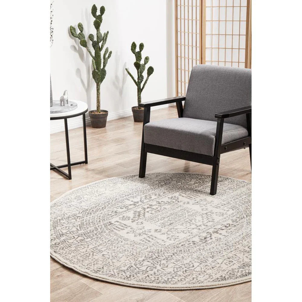 Chrome Addison Silver Round Rug - ICONIC RUGS